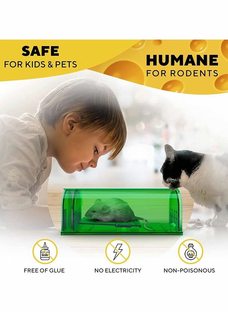 Humane Mouse Traps Catch and Release Indoor, Outdoor - Easy Set Durable Traps, Safe for Children, Pets and Humans - Instantly Remove Unwanted Vermin from Your Home 2 Pcs