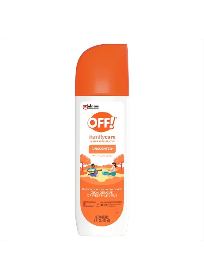 OFF! FamilyCare Insect & Mosquito Repellent Spritz, Unscented Bug spray with Aloe-Vera, 7% Deet, 6 oz