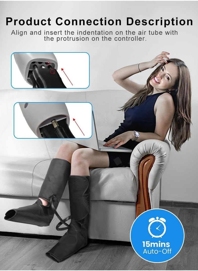 Air Compression Leg Massager with Heat, Simulates Kneading and Stroking of Tissues by Using an Inflatable Garment, Gifts for Women Men (Grey)