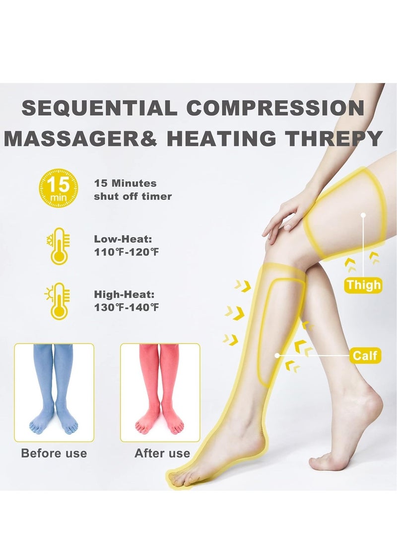 Air Compression Leg Massager with Heat, Simulates Kneading and Stroking of Tissues by Using an Inflatable Garment, Gifts for Women Men (Grey)