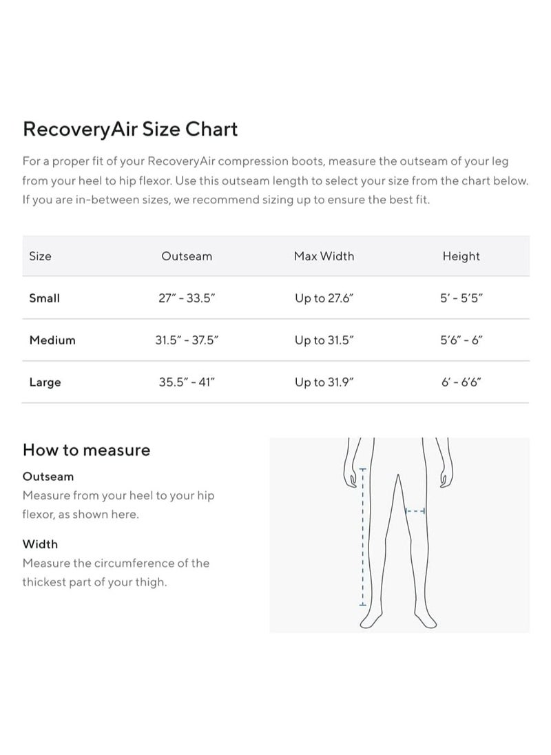 Therabody RecoveryAir PRO Massage Compression Boots - Leg Compression Sleeve & Foot Massager for Circulation and Pain Relief, Muscle Recovery, Swelling and Stiffness in Knee & Calf (Medium - 3rd Gen)