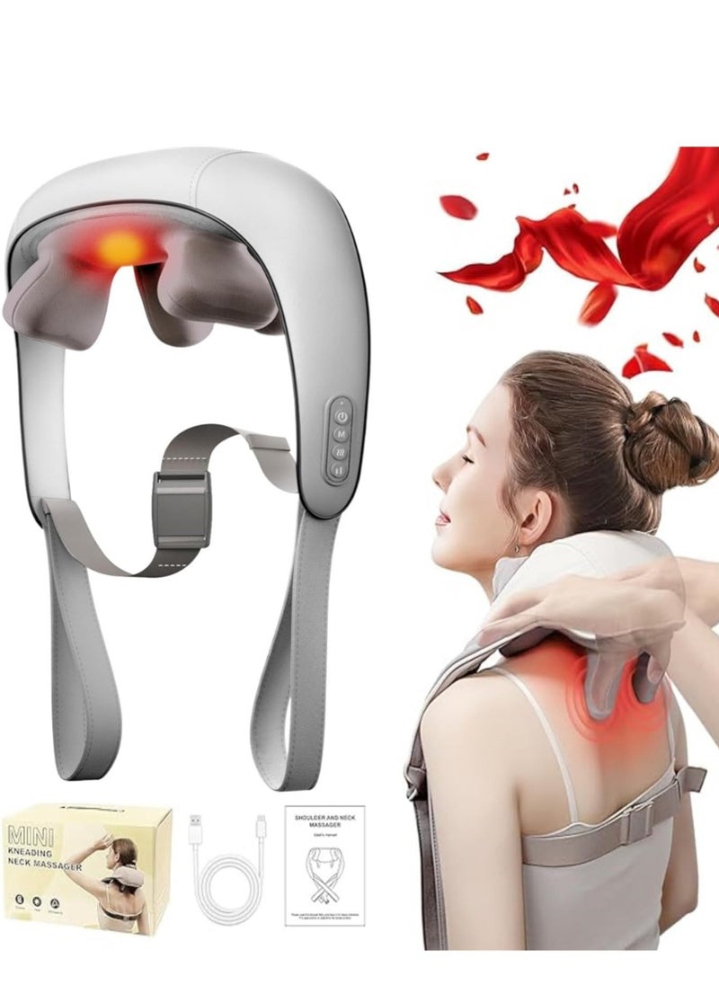 Shiatsu Neck and Shoulder Massager with Heat for Pain Relief Deep Tissue, Massage at home for Muscle Relaxation (Grey)