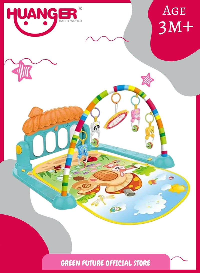 Baby Piano Playmat with Music and Hanging Toys for Newborns and Infants, Safe and Soft Mat, Promotes Motor Skills