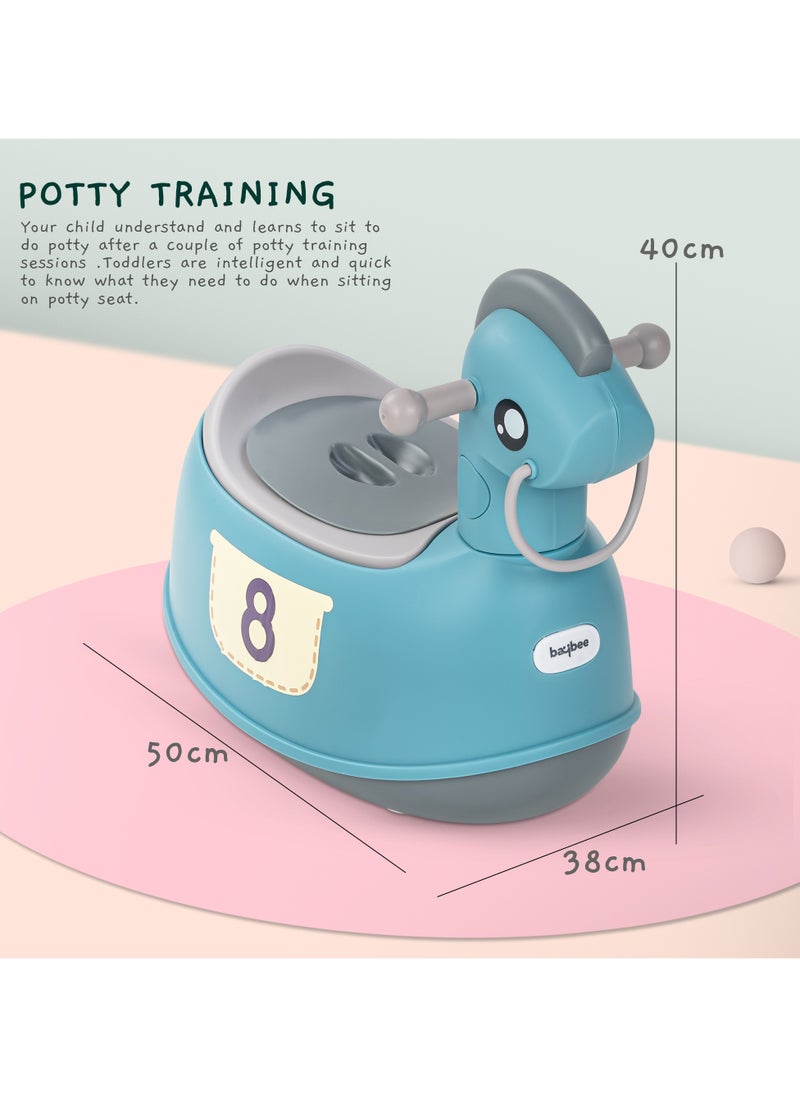 Ponyta Baby Potty Seat for Kids, Baby Potty Training Seat Chair with Cushion Seat, Closing Lid, Handle and Removable Bowl Toilet Seat for kids Baby Potty Seat for Baby Toddlers 0 to 5 Years Green