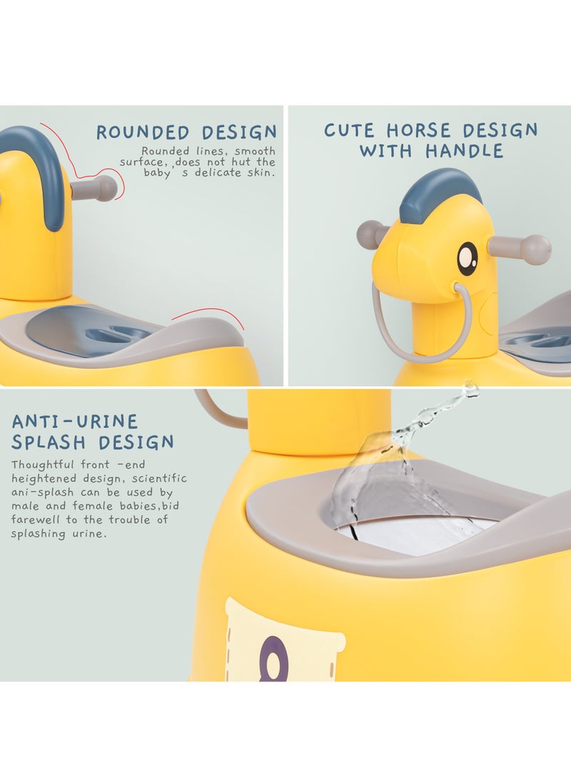 Ponyta Baby Potty Seat for Kids, Baby Potty Training Seat Chair with Cushion Seat, Closing Lid, Handle and Removable Bowl Toilet Seat for kids Baby Potty Seat for Baby Toddlers 0 to 5 Years Yellow