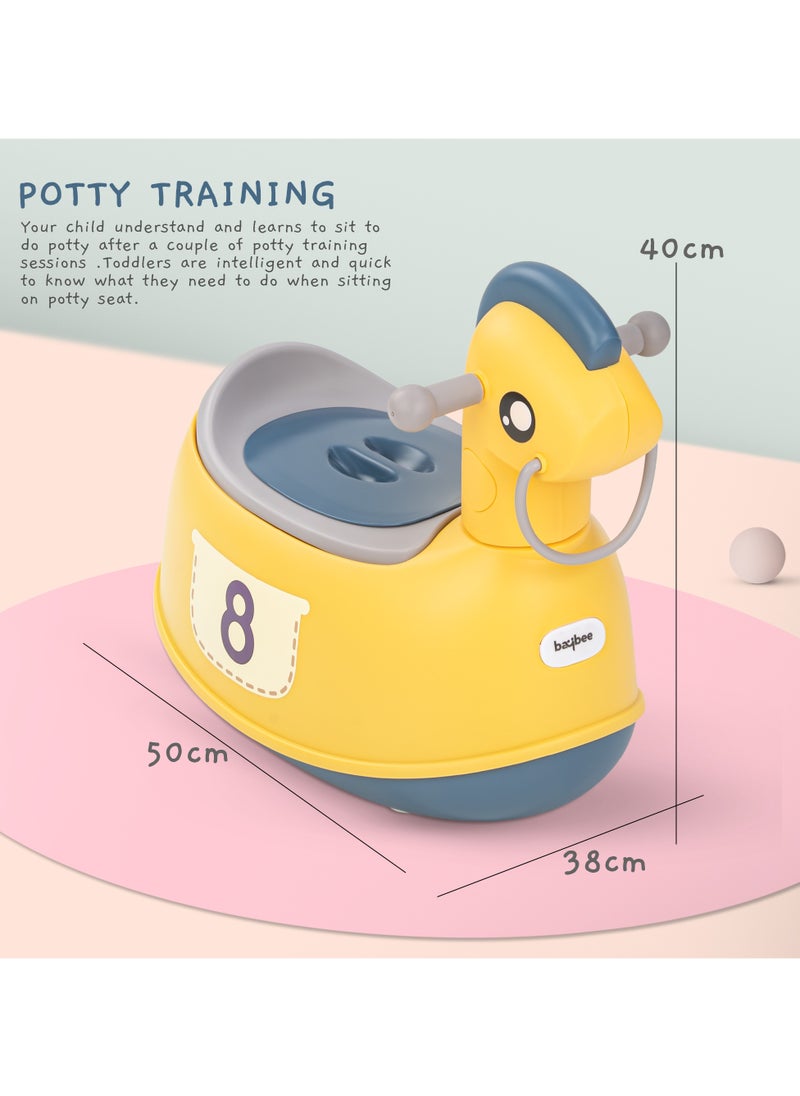 Ponyta Baby Potty Seat for Kids, Baby Potty Training Seat Chair with Cushion Seat, Closing Lid, Handle and Removable Bowl Toilet Seat for kids Baby Potty Seat for Baby Toddlers 0 to 5 Years Yellow