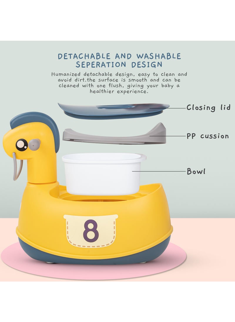 Ponyta Baby Potty Seat for Kids, Baby Potty Training Seat Chair with Cushion Seat, Closing Lid, Handle and Removable Bowl Toilet Seat for kids Baby Potty Seat for Baby Toddlers 0 to 5 Years Yellow