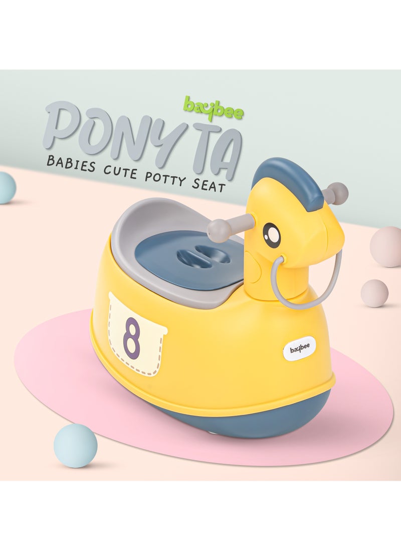 Ponyta Baby Potty Seat for Kids, Baby Potty Training Seat Chair with Cushion Seat, Closing Lid, Handle and Removable Bowl Toilet Seat for kids Baby Potty Seat for Baby Toddlers 0 to 5 Years Yellow