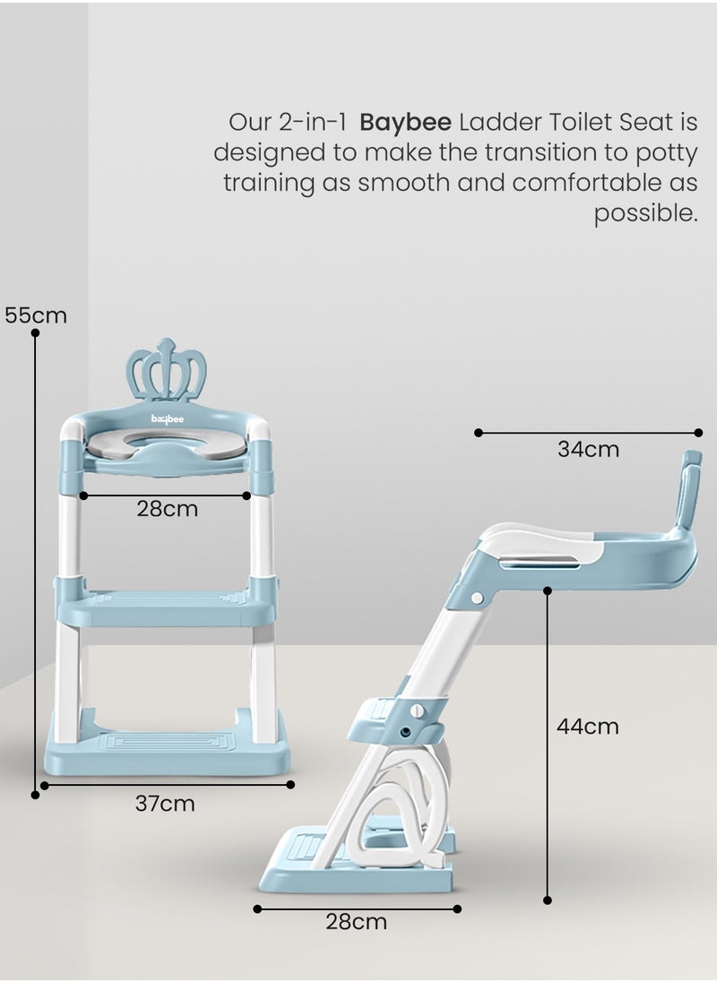 Royal Baby Potty Seat for Kids With Ladder For Western Toilets Kids Toilet Potty Training Seat For Baby With Handle Cushion Kids Potty Chair Kids Potty Seat For Baby Kids 1 To 10 Years Boy Girl Blue