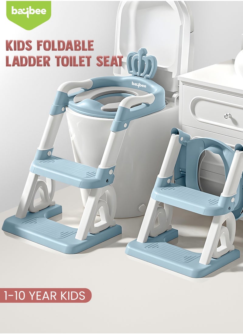 Royal Baby Potty Seat for Kids With Ladder For Western Toilets Kids Toilet Potty Training Seat For Baby With Handle Cushion Kids Potty Chair Kids Potty Seat For Baby Kids 1 To 10 Years Boy Girl Blue