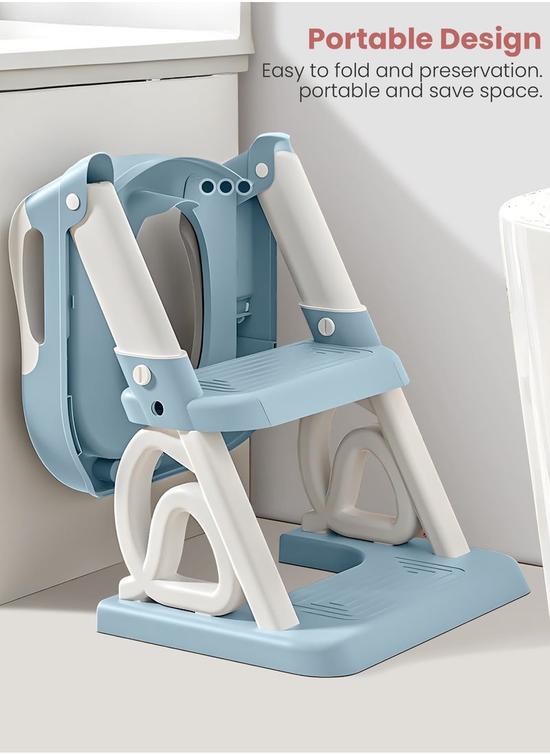 Royal Baby Potty Seat for Kids With Ladder For Western Toilets Kids Toilet Potty Training Seat For Baby With Handle Cushion Kids Potty Chair Kids Potty Seat For Baby Kids 1 To 10 Years Boy Girl Blue