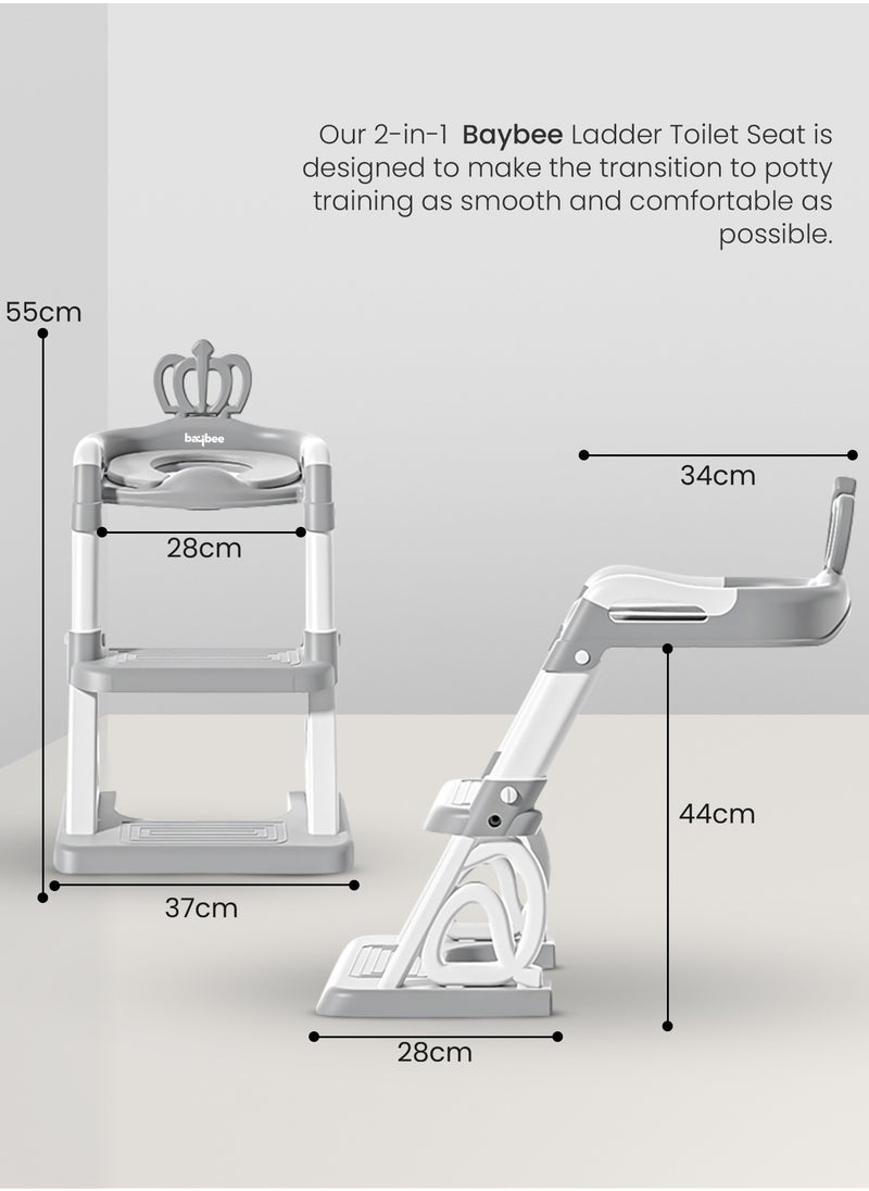 Royal Baby Potty Seat for Kids With Ladder For Western Toilets Kids Toilet Potty Training Seat For Baby With Handle Cushion Kids Potty Chair Kids Potty Seat For Baby Kids 1 To 10 Years Boy Girl Grey