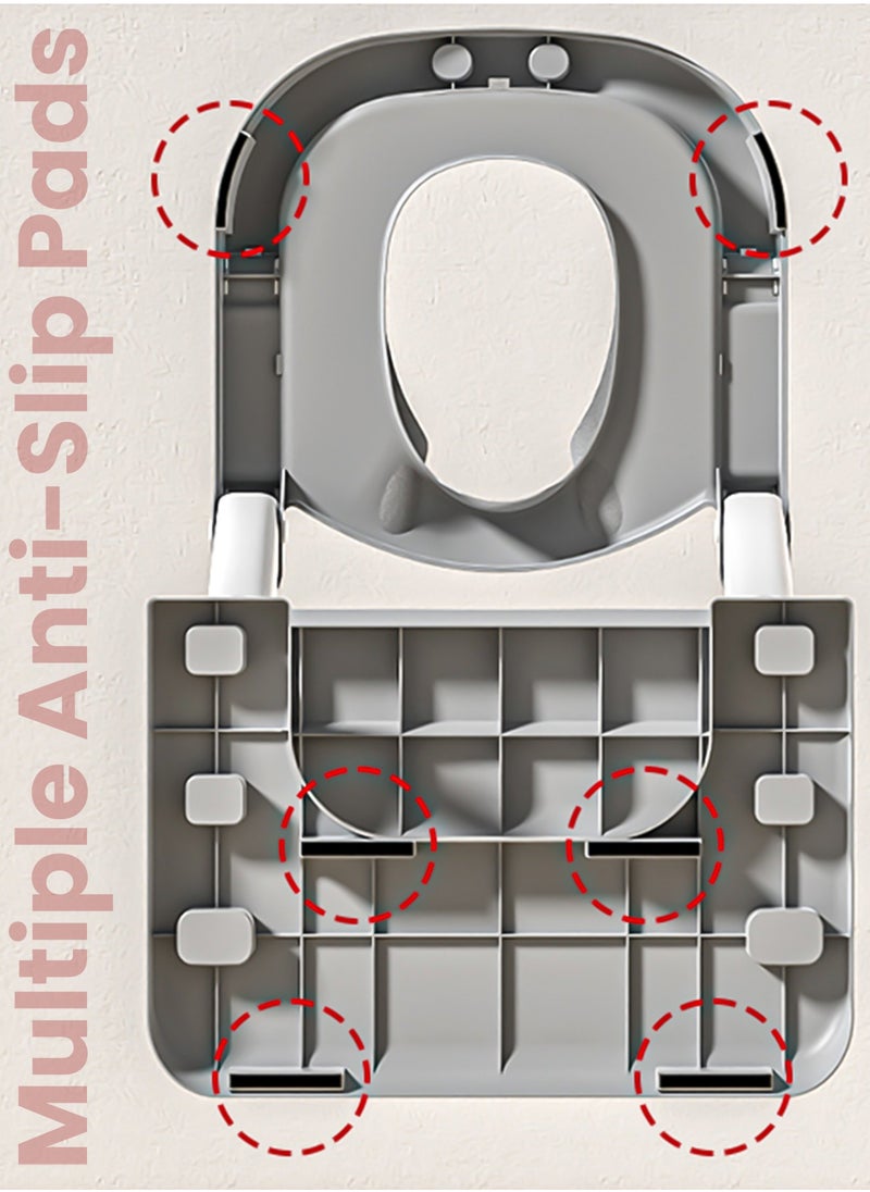 Royal Baby Potty Seat for Kids With Ladder For Western Toilets Kids Toilet Potty Training Seat For Baby With Handle Cushion Kids Potty Chair Kids Potty Seat For Baby Kids 1 To 10 Years Boy Girl Grey