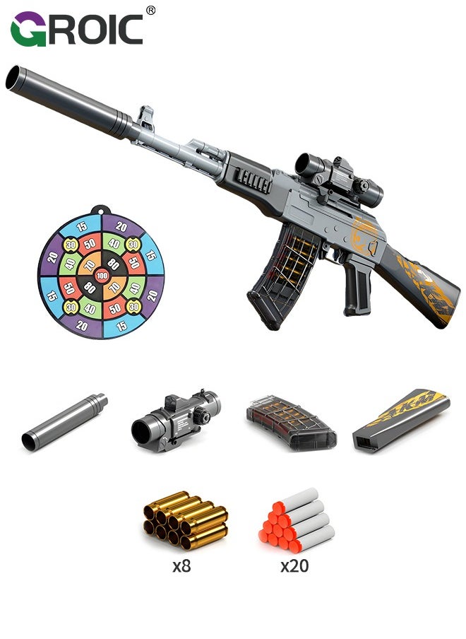 Toy Gun Soft Bullets Education Toy,Blaster Gun AK47, 16X Mirror Effect Toy Guns,DIY Toy with Rich Accessories ,Shooting Games Toys for Kids, Kids Holiday Birthday Gifts