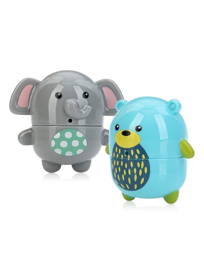 Nuby Silly Squirts Bath Toys, Easy to Clean Children's Bath Toy, Bear and Elephant