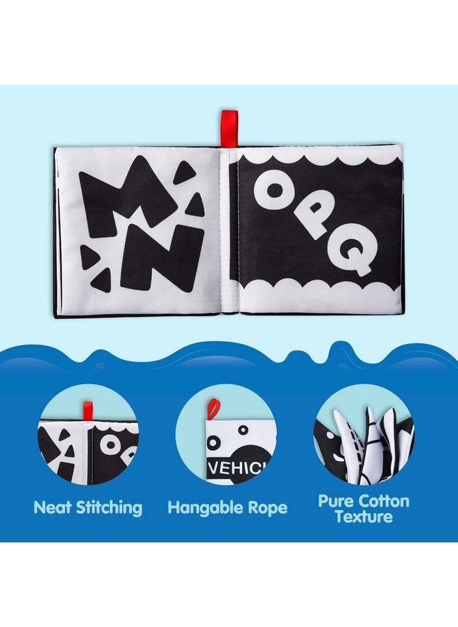 8Pcs Baby Soft Books Black And White High Contrast Crinkly Cloth Infant Books Nontoxic Fabric Waterproof Newborn Toys Toddler Educational Learning Toys Perfect For Baby Shower Birthday Gifts