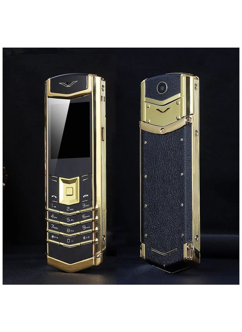 Unlocked Luxury Mini Phone - Dialer Keypad Cell Phone for Seniors with Leather Back Cover, GSM Compatible - Ideal for Wholesale - Golden