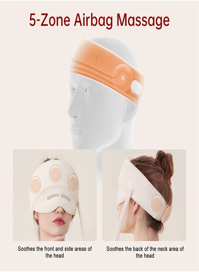 Electric Head Massager, Hair Scalp Massager Head Compress Air Bag Massager with Heat & Knead, Portable Sleeping Electric Head-Eye Massager for Women Men