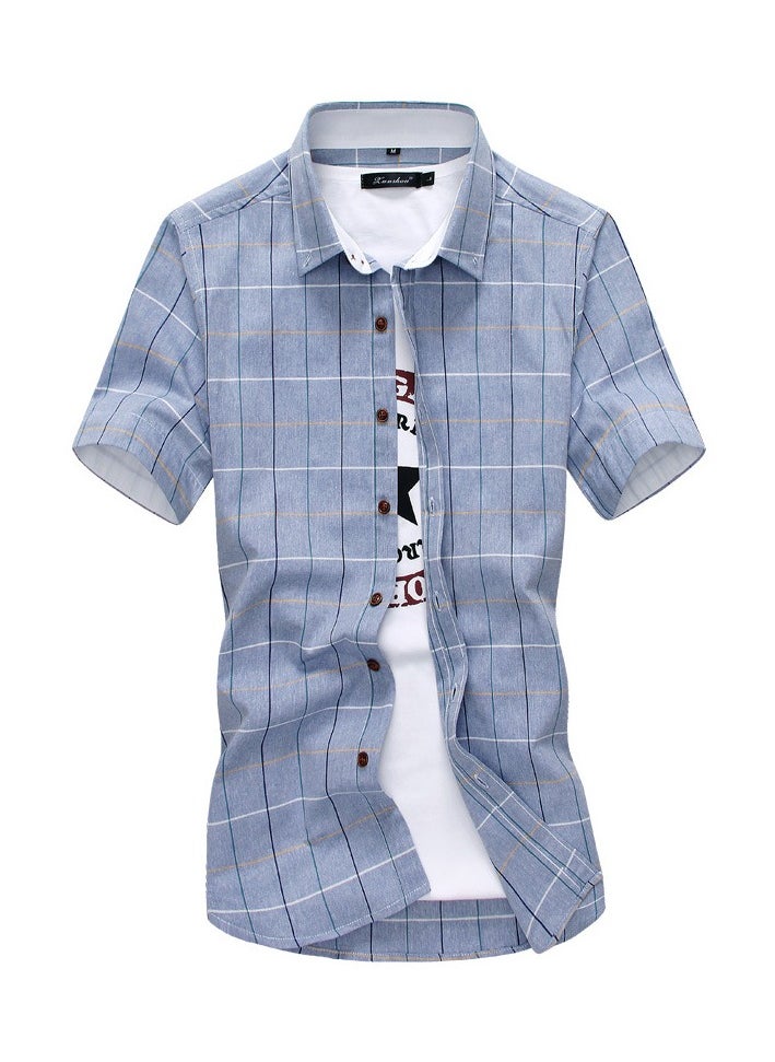 Short Sleeves Stripes Pattern Shirt