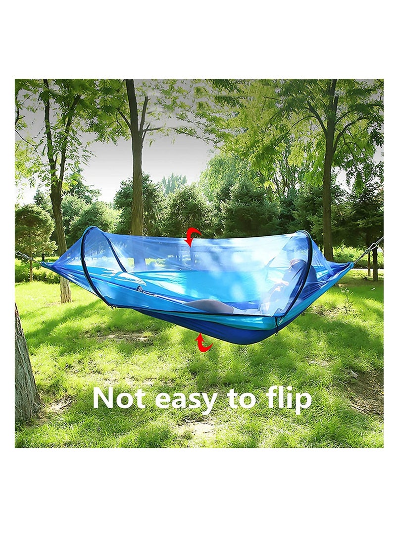 Hammock with Net, Camping Hammock with Mosquito Net, Pop-up Parachute Lightweight Hanging Hammocks, Tree Straps Swing Hammock, Camping Accessories for Outdoor, Backpacking, Hiking, Blue