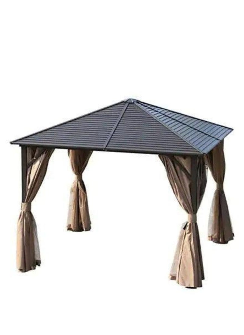 Wooden Twist Tranquil Aluminum Outdoor Pergola Gazebo Perfect for Cozy Gatherings 3 x 3 Meters