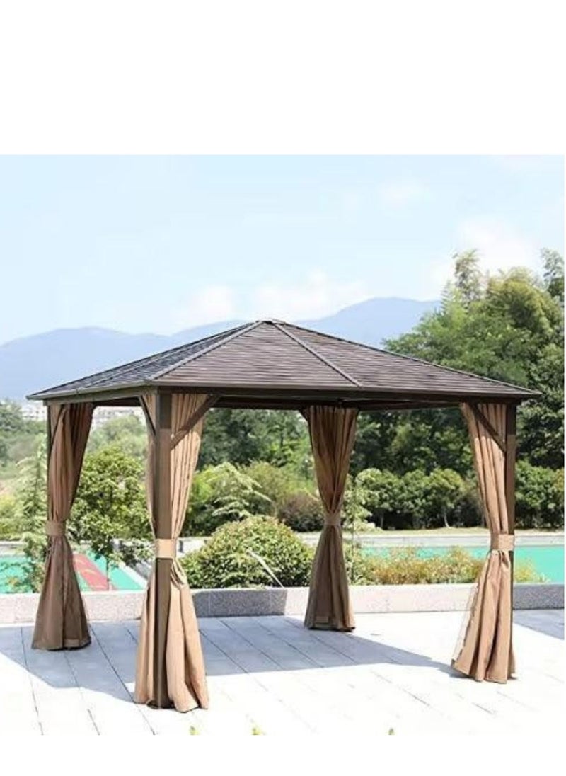 Wooden Twist Tranquil Aluminum Outdoor Pergola Gazebo Perfect for Cozy Gatherings 3 x 3 Meters