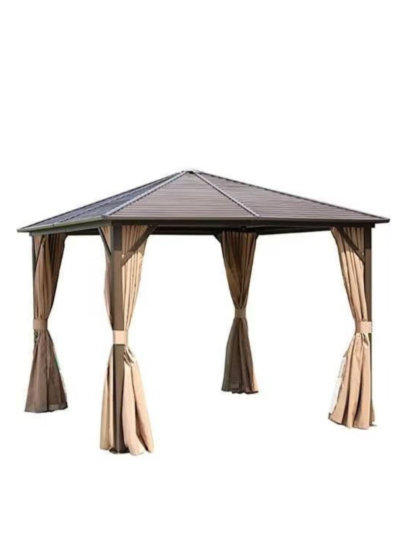 Wooden Twist Tranquil Aluminum Outdoor Pergola Gazebo Perfect for Cozy Gatherings 3 x 3 Meters