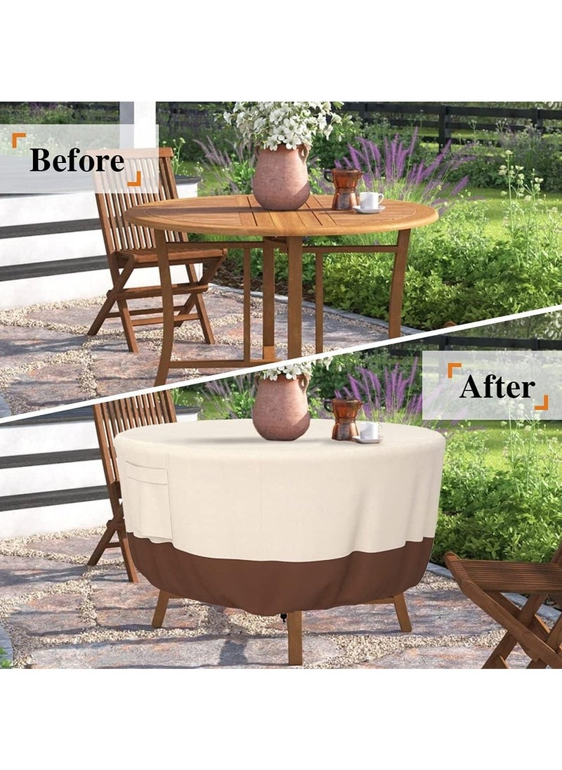 Round Patio Furniture Covers Heavy Duty Waterproof Outdoor Table Chair Set Covers Anti-Fading Cover Outdoor Dining Coffee Table Cover for Veranda Lawn Table Anti UV 127x28CM