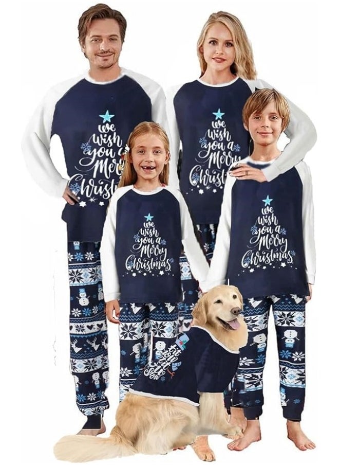 Matching Family Pajamas Sets Holiday Long Sleeve Festival Pajamas Round Neck Print Xmas Pjs Matching Set Casual Soft Home Sleepwear Loungewear