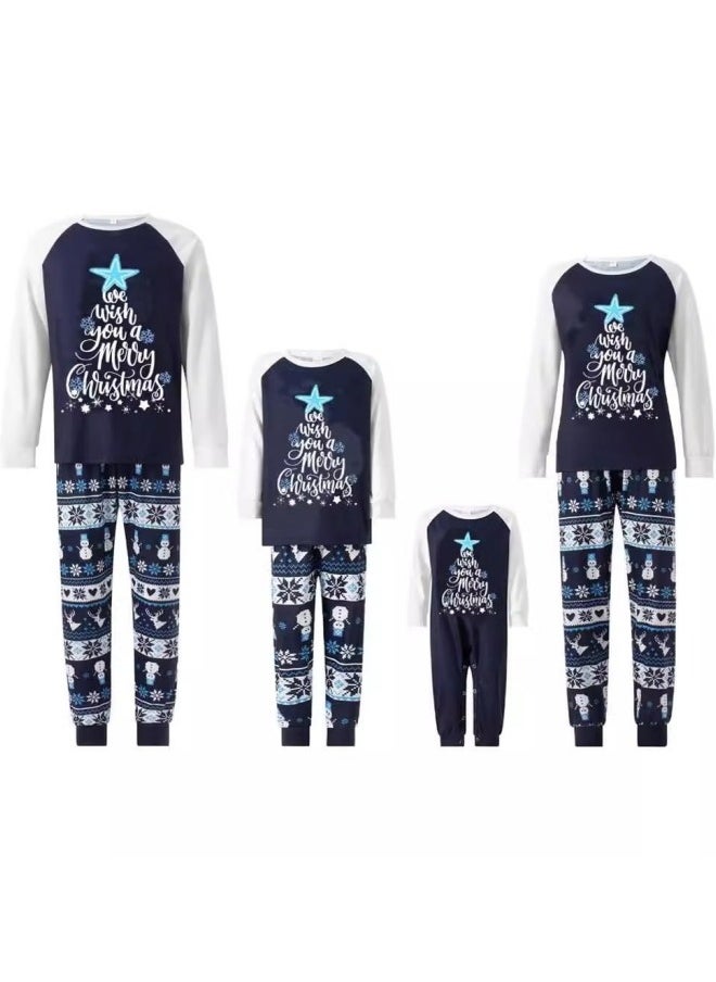 Matching Family Pajamas Sets Holiday Long Sleeve Festival Pajamas Round Neck Print Xmas Pjs Matching Set Casual Soft Home Sleepwear Loungewear