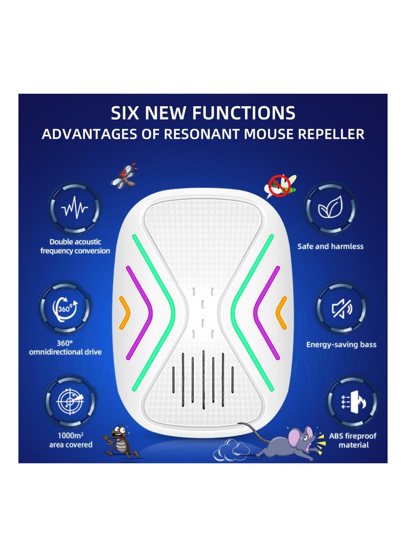 4 Pack Ultrasonic Pest Repeller Plug in Mouse Repellent Indoor Ultrasonic Repellent Rodent Repellent with Dual-Frequency Ultrasonic Wave for Spiders Flies Ants Mice Rats Roaches