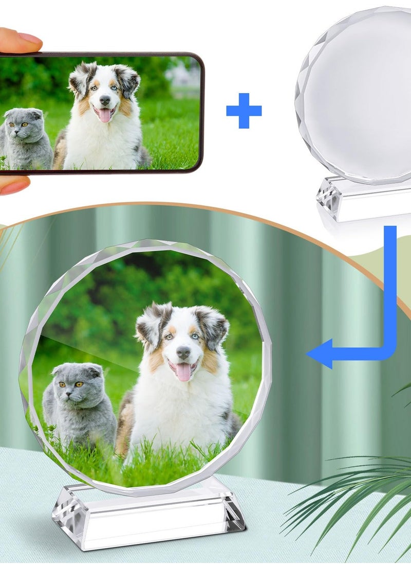 6 Pcs Sublimation Blanks Crystal Sublimation Canvas Blanks Decorative Heat Transfer Photo Frame Crystal Picture Frame for DIY Display Holder for Desktop Souvenir Custom Design Work  (Round,4 x 4 in)