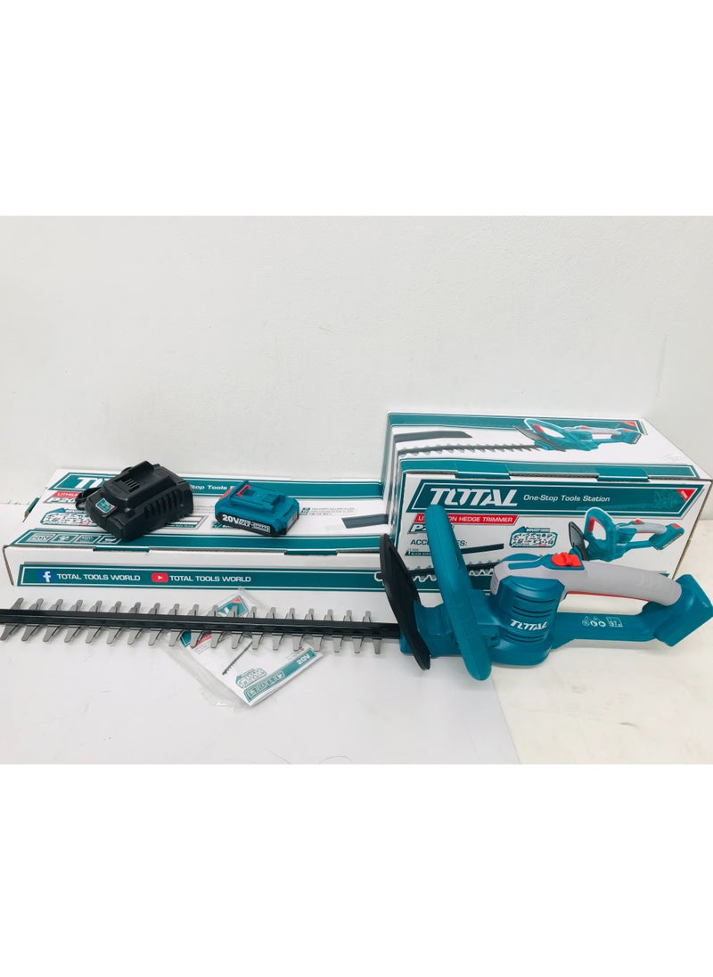 Super Total 20V Lithium-Ion Cordless Hedge Trimmer with 460mm Blade - Includes Safety Goggles, Gloves, with Rechargeable Battery & Charger for Effortless Hedge Clipping, Grass Trimming, Pristine Landscaping and Easy Yard Maintenance