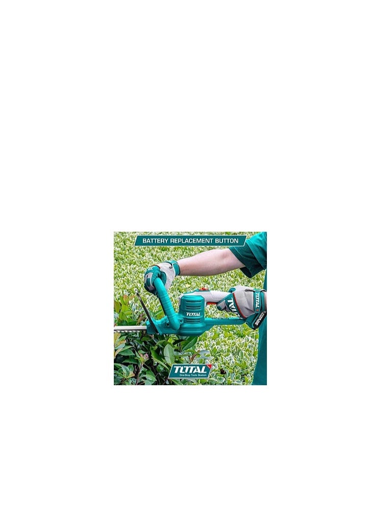 Super Total 20V Lithium-Ion Cordless Hedge Trimmer with 460mm Blade - Includes Safety Goggles, Gloves, with Rechargeable Battery & Charger for Effortless Hedge Clipping, Grass Trimming, Pristine Landscaping and Easy Yard Maintenance