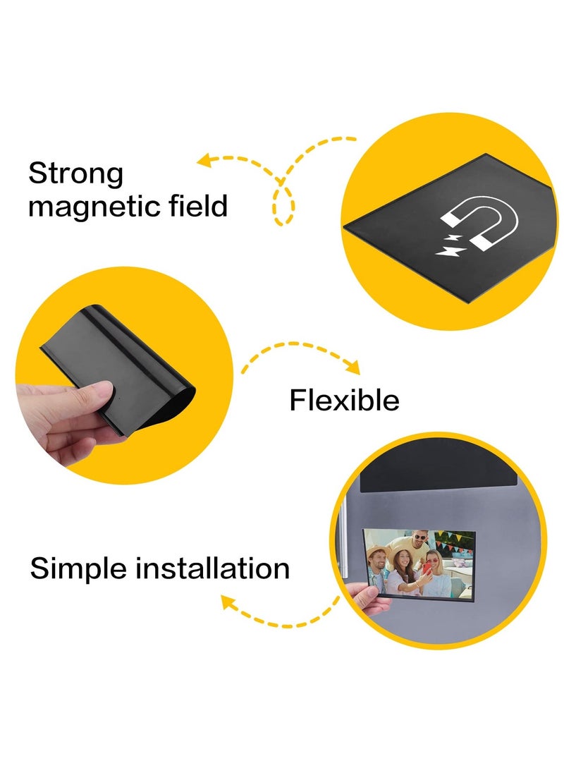 Magnetic Picture Frames for Refrigerator - 4x6 Inches of Black Magnetic Photo Frames with the Plastic Sleeves, Pockets for Your Pictures, Use it on a Fridge, Locker, Cabinet or Dishwasher (15 Units)