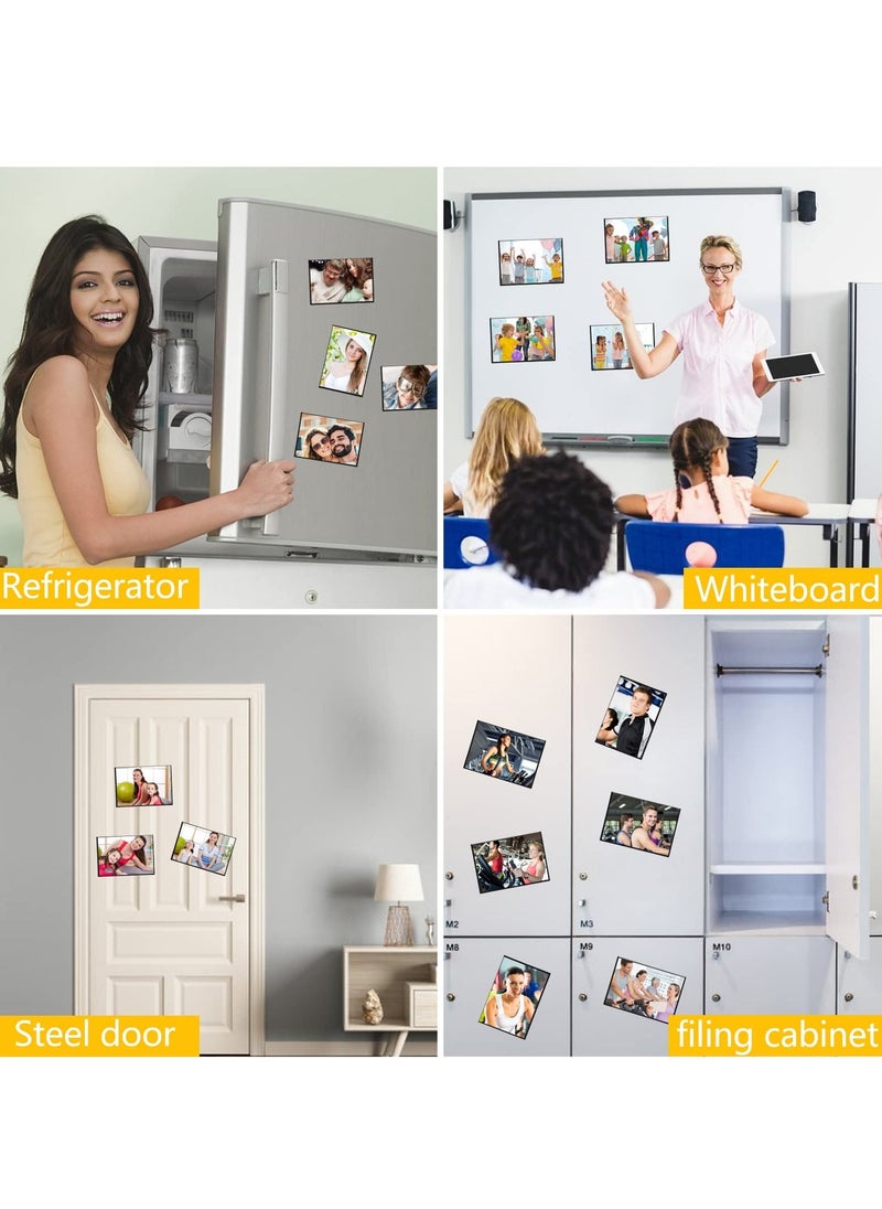 Magnetic Picture Frames for Refrigerator - 4x6 Inches of Black Magnetic Photo Frames with the Plastic Sleeves, Pockets for Your Pictures, Use it on a Fridge, Locker, Cabinet or Dishwasher (15 Units)