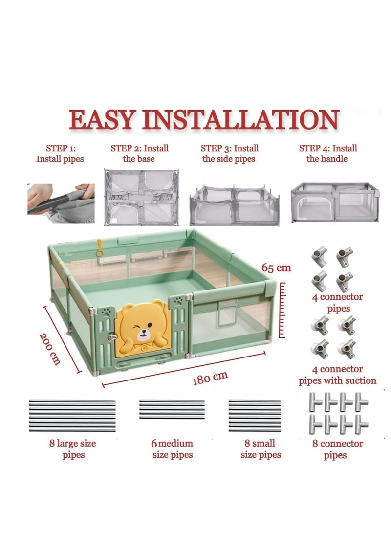 Baby Playpen with Playmat- Safe Sturdy Anti-Slip No Gaps Play Yard for Floor Baby Toddler Infant Child baby fences