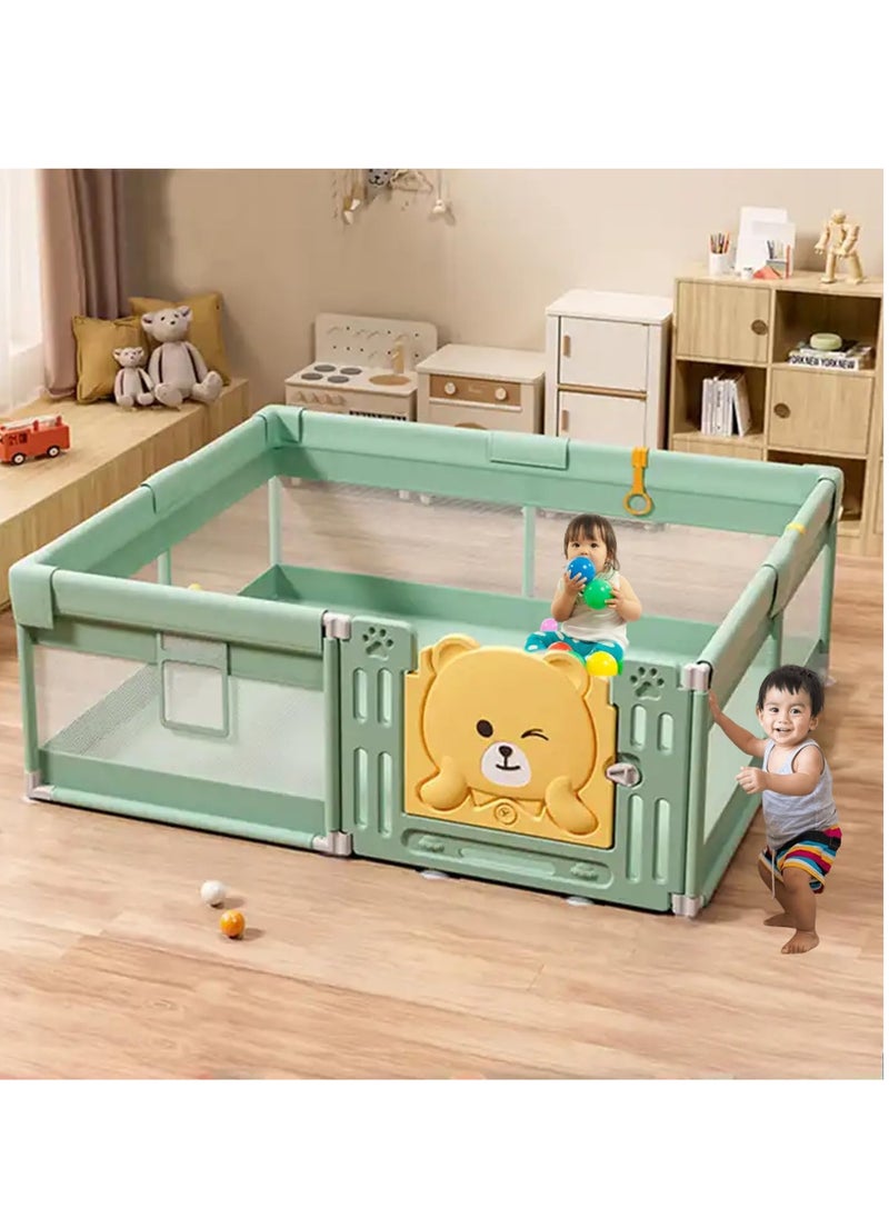 Baby Playpen with Playmat- Safe Sturdy Anti-Slip No Gaps Play Yard for Floor Baby Toddler Infant Child baby fences