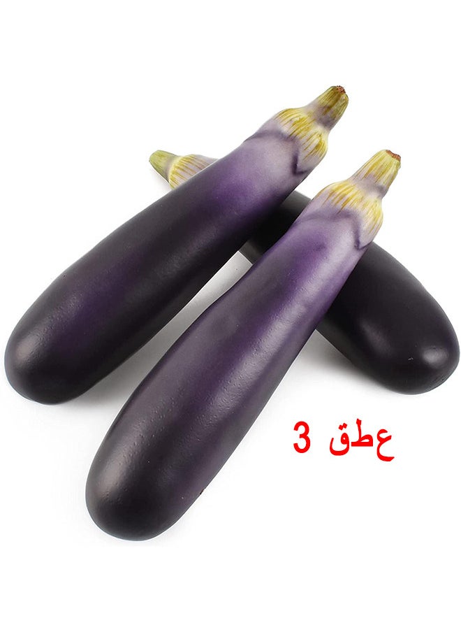 3 PCS Artificial Eggplants Simulation Eggplants Fake Vegetable Home Kitchen Decoration Photo Props Desk Ornament