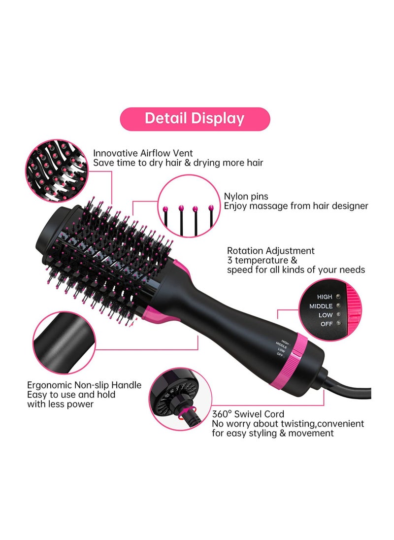 Hair Dryer Brush One-Step Blow Dryer Brush for Styling and Frizz Control Negative Ionic Hot Air Brush Volumizer Ceramic 4 in 1 Hair Dryer and Styler Volumizer with Negative Ion