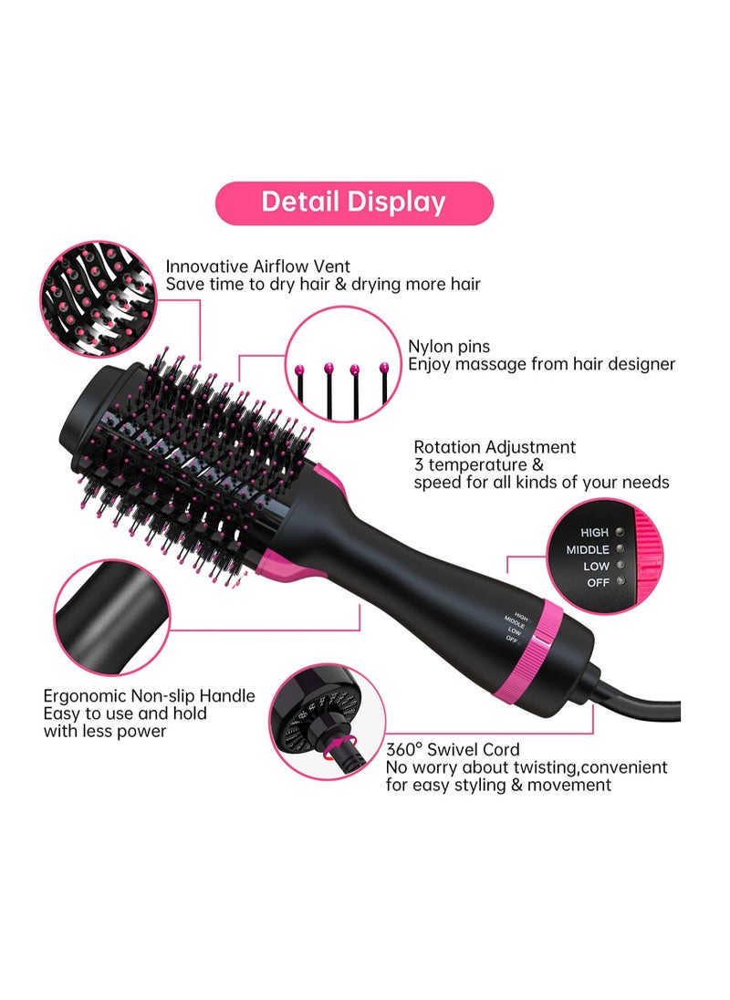Hair Dryer Brush One-Step Blow Dryer Brush for Styling and Frizz Control Negative Ionic Hot Air Brush Volumizer Ceramic 4 in 1 Hair Dryer and Styler Volumizer with Negative Ion