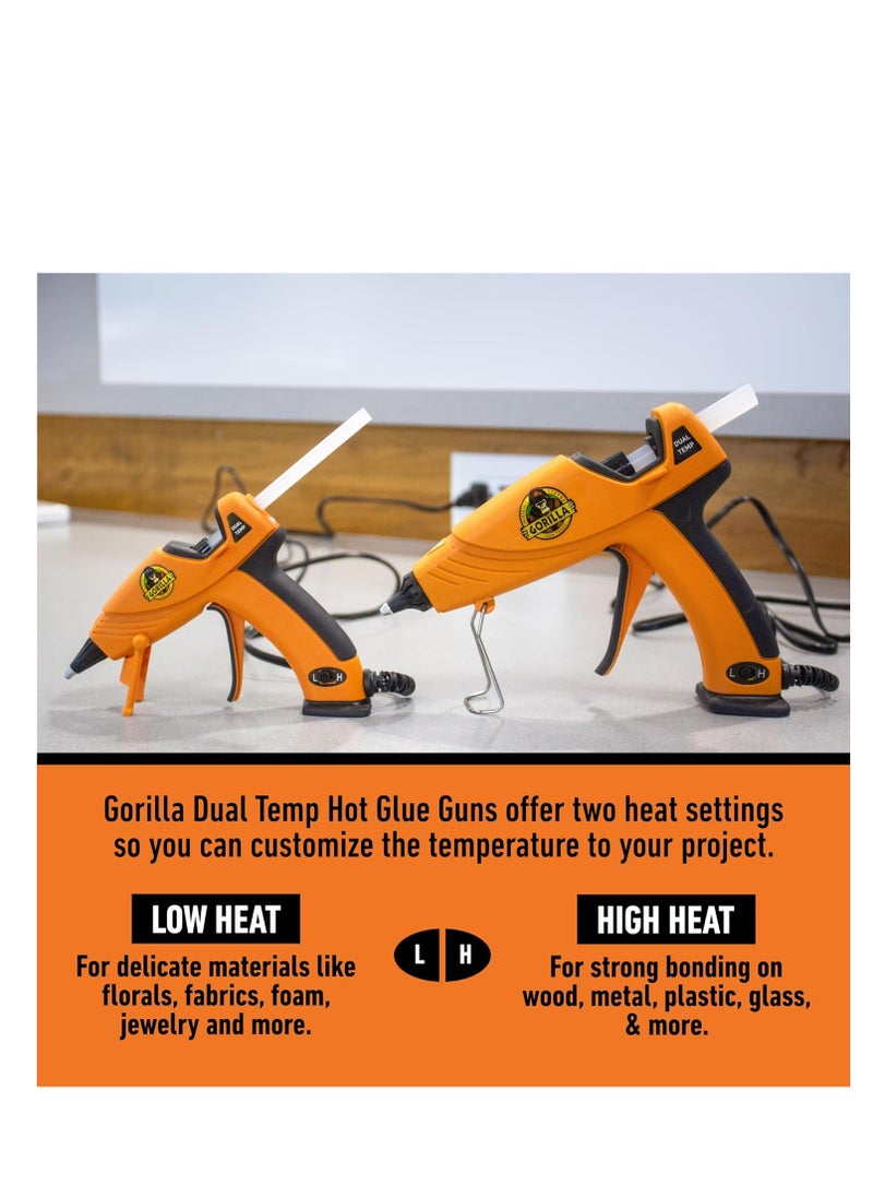 Gorilla Dual Temp Mini Hot Glue Gun Kit with 75 Hot Glue Sticks, Precision Nozzle, and Easy Squeeze Trigger, for DIY, Craft, Repairs, and More, Orange (Combo Pack:1 Mini Gun, 75 Glue Sticks)