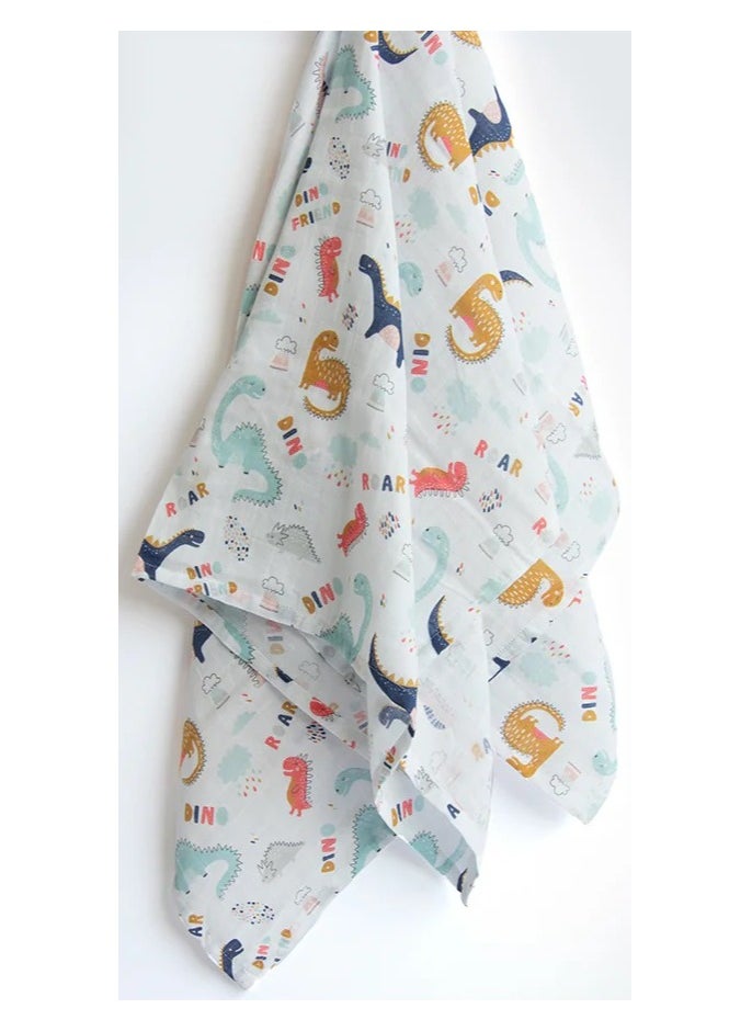 Yellow Doodle Organic Luxury Swaddle - Dino Friend