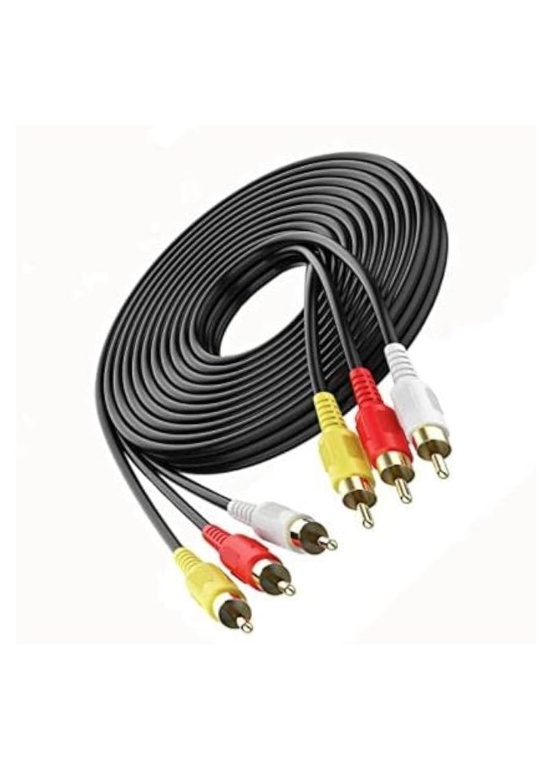 3 RCA TO 3 RCA MALE Audio Video AV Cable. Suitable for TV, Home Theater, Laptop, HDTV, Speaker- 20 MTR