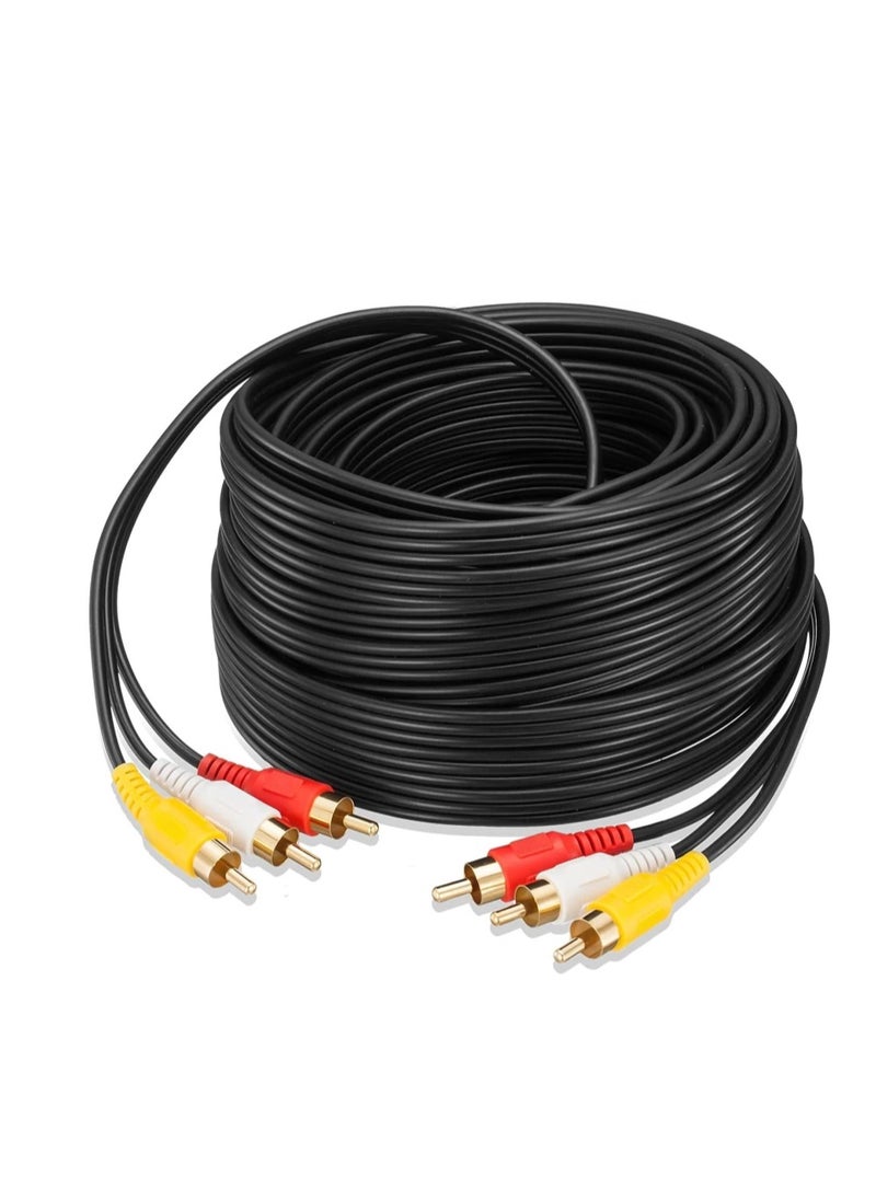 3 RCA TO 3 RCA MALE Audio Video AV Cable. Suitable for TV, Home Theater, Laptop, HDTV, Speaker- 20 MTR