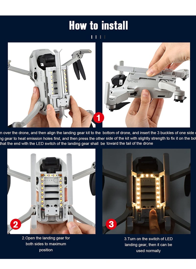 Led Light Landing Gear for DJI Mini 2/ Mini SE/ Mavic Mini Drones, Foldable Light-emitting Tripod with Nighttime Indication Flight Light Drone Extension Protection Accessory (Yellow Light)