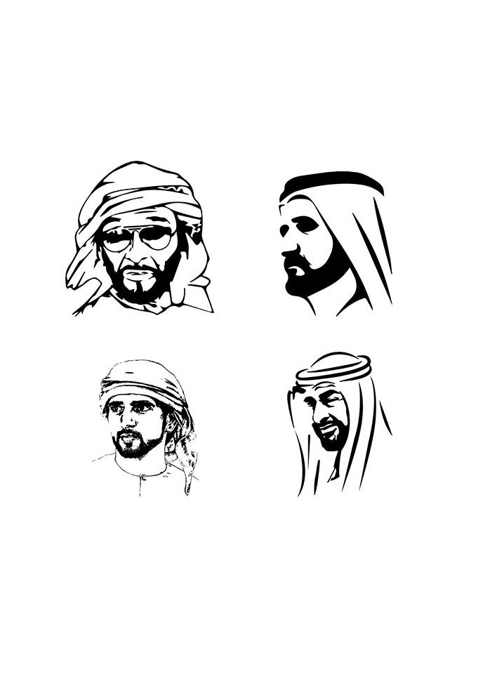 Shaikh Group Stickers 4 pcs Sheikh Zayed Mohammed Bin Zayed Sheikh Mohammad Bin rashid Hamdan bin mohammad