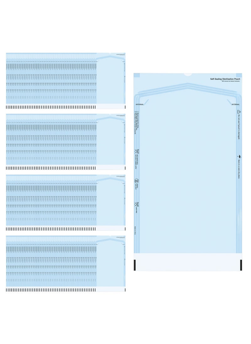 200Pcs | Self-Sealing Sterilization Pouches | Medical Grade Paper & Autoclavable Film | Steam & EO Compatible | Ideal for Dental, Medical, and Laboratory Use