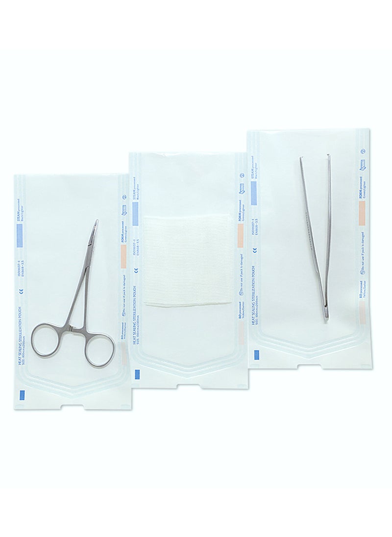 200Pcs | Self-Sealing Sterilization Pouches | Medical Grade Paper & Autoclavable Film | Steam & EO Compatible | Ideal for Dental, Medical, and Laboratory Use