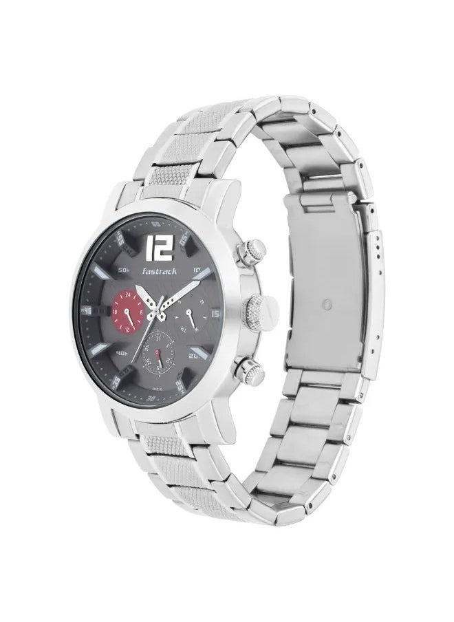 Men's Analog Round Shape Stainless Steel Wrist Watch - 3227SM01 - 52.3 Mm